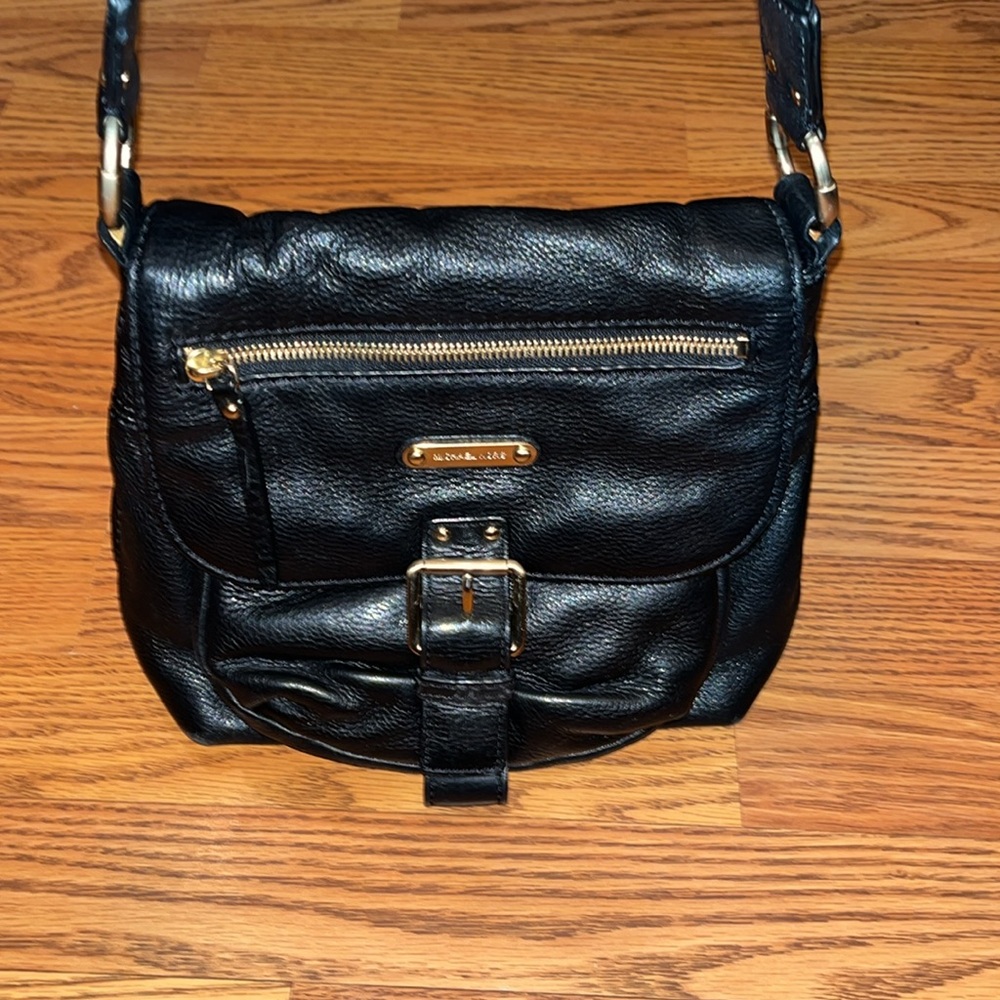 Michael Kors black leather hobo crossbody bag clean inside